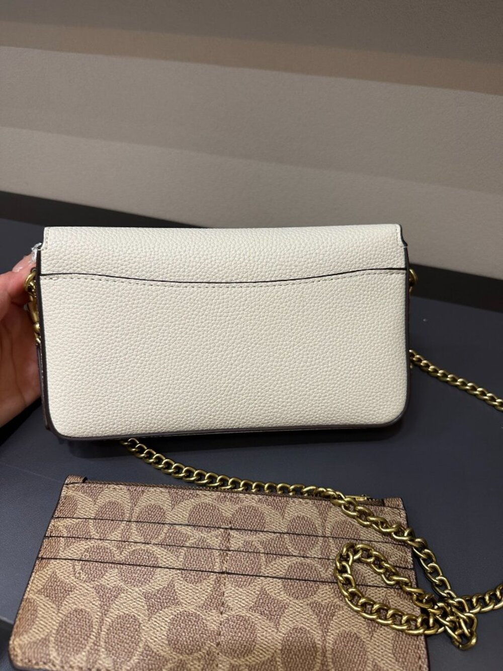 Women's Leather Chain Crossbody Bag, Wallet on Chain with Card Holder - Picture 9 of 9